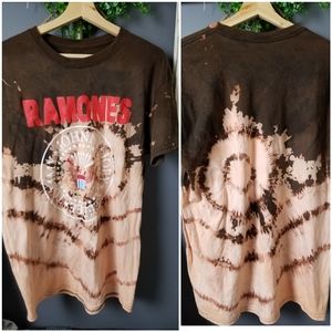 Hand-bleached Ramones rock band tee